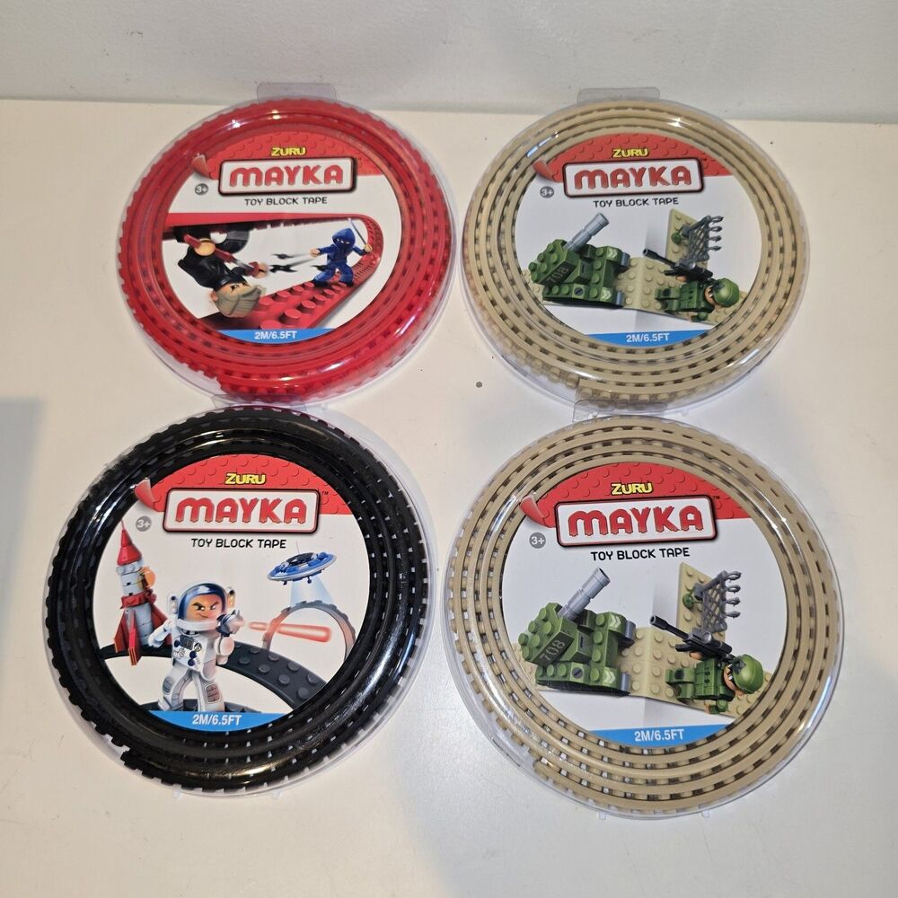 Zuru Mayka Toy Block Tape 6.5 Feet, 4 Pack New for Brick Building